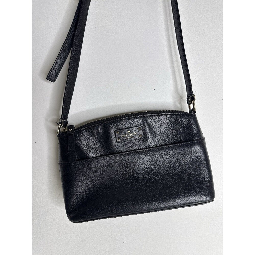 Kate Spade Grove Street Millie Crossbody Bag Black Pebbled Leather Zip Top Purse